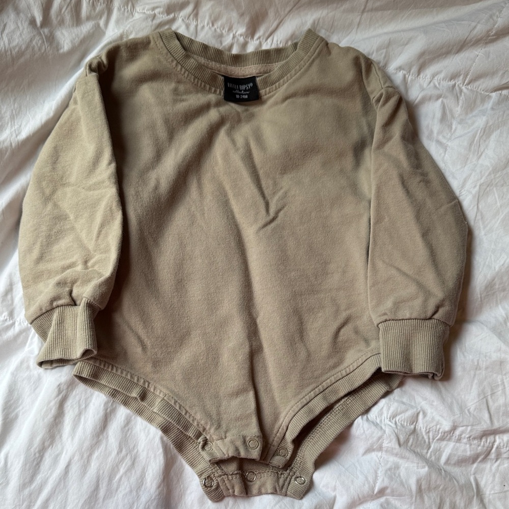 Little Bipsy Kids One-Piece Long Sleeve Bodysuit in Beige